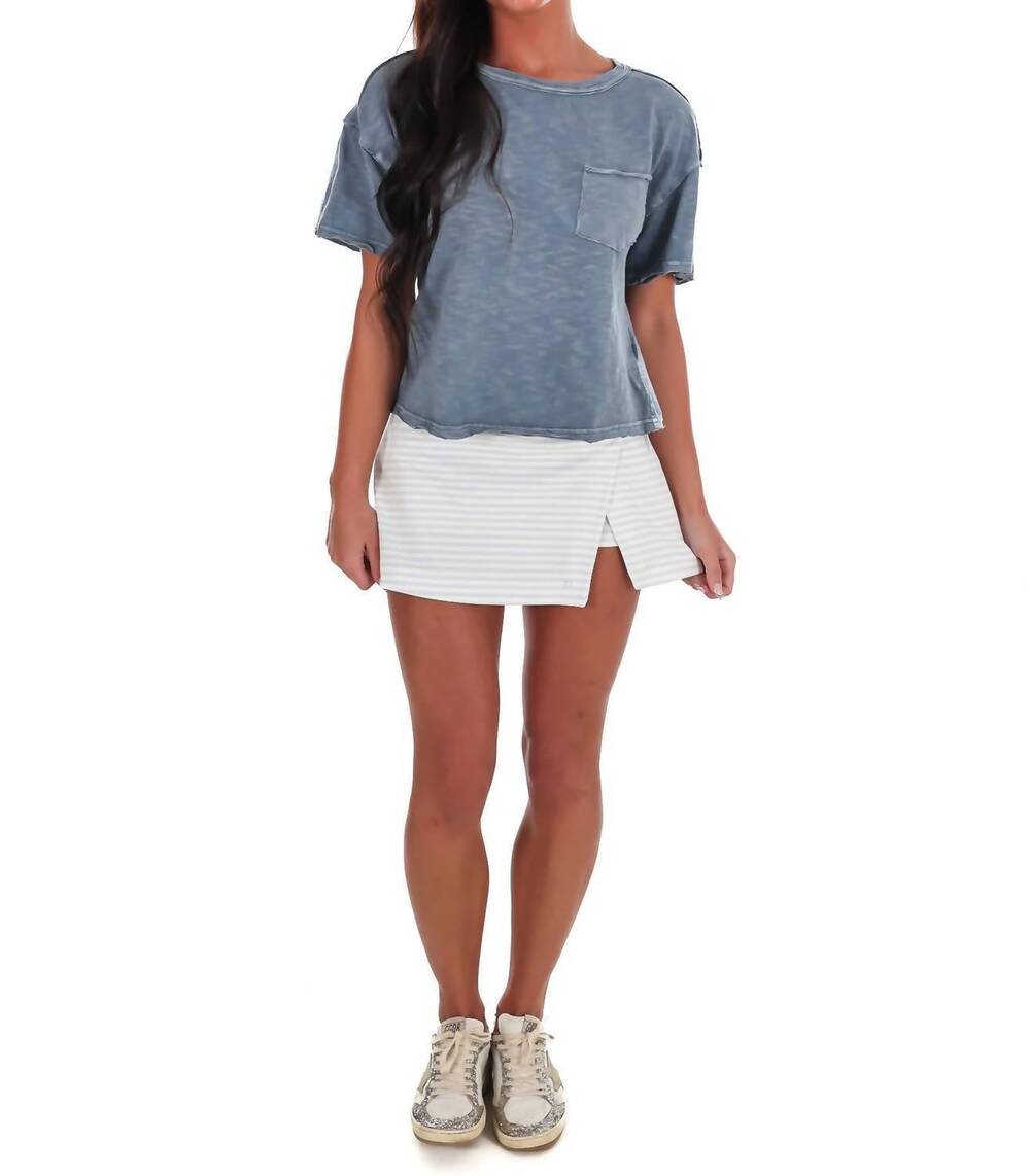 NEW BLU PEPPER women's edge mode cropped tee in ash blue - Picture 8 of 8